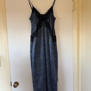 Elegant Black and Gray Lace Nightgown